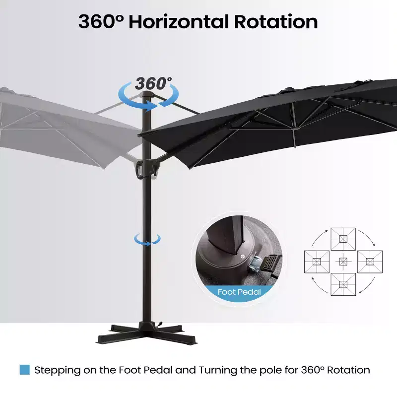 Crestlive Products 9x11FT Cantilever Patio Offset Umbrella 1-Tier Top No Base