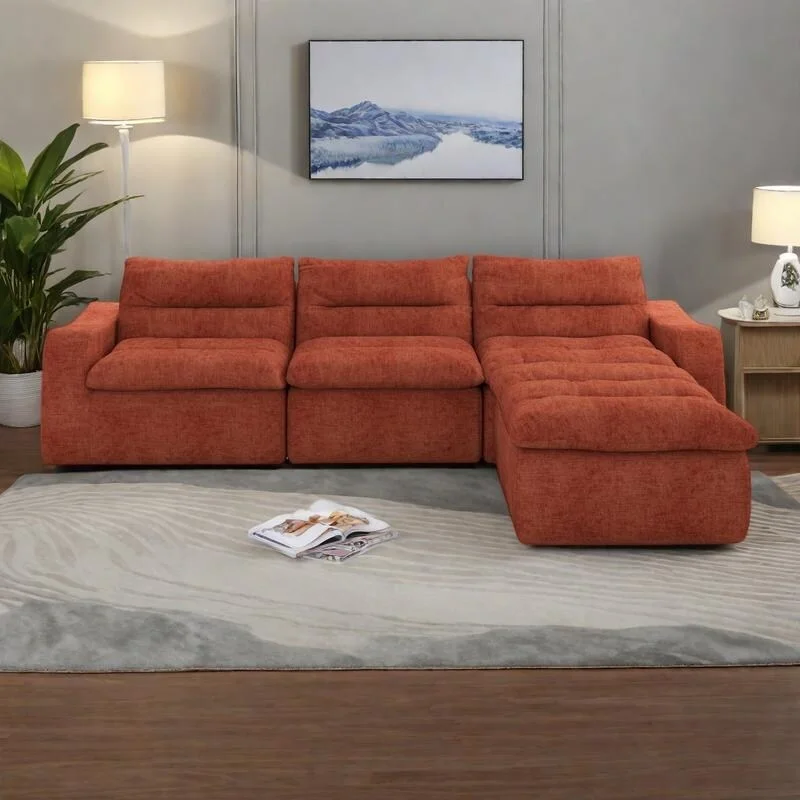 116.26  Modular Foam L-Shaped Floor Sofa with Free Combination, No-Assembly Design & Ergonomic Support (4/6-Seater Options)