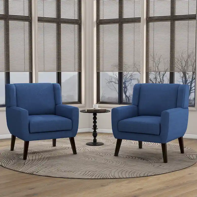 Wingback Accent Chair Set of 2 - Polyester Upholstered