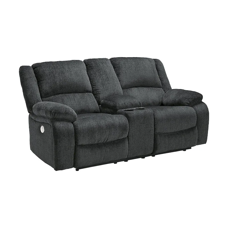 Double Power Reclining Loveseat w/ Console, Dark Gray