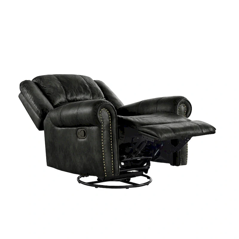 Polished microfiber rivet rotating gliding lounge chair
