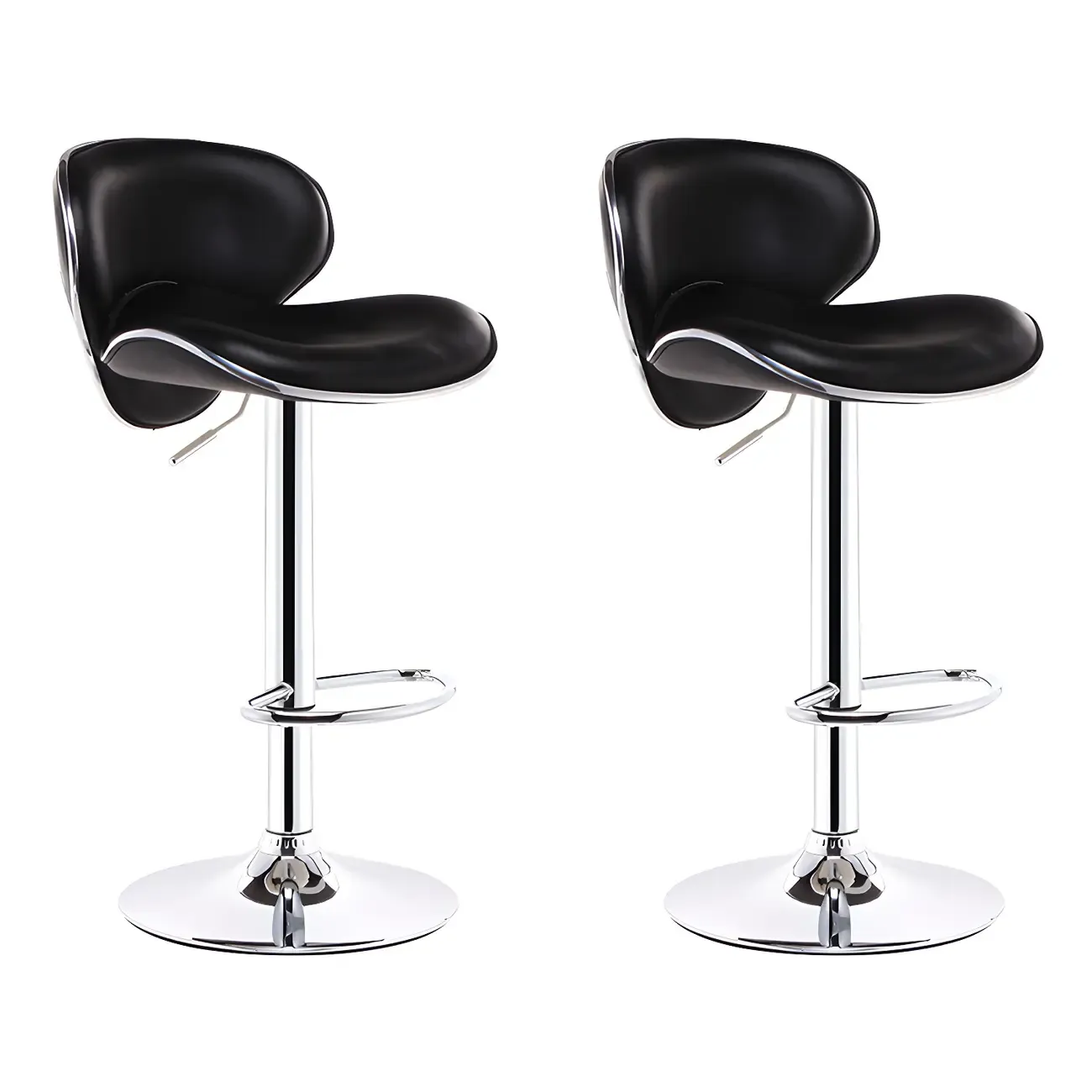 360° Swivel Faux Leather Bar Stools Adjustable Height Bucket Seat