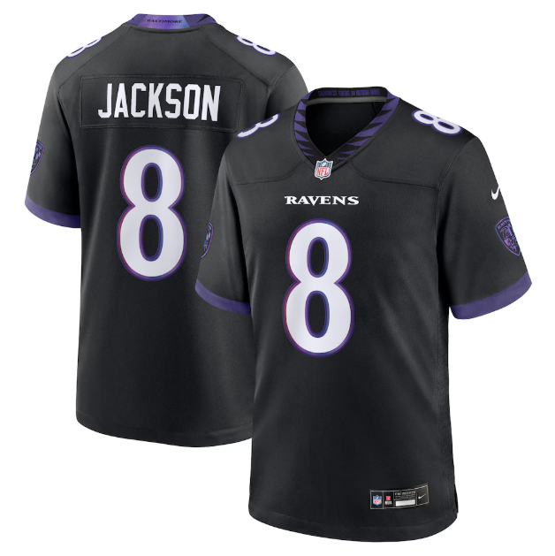 Baltimore Ravens Lamar Jackson Black Alternate Game Jersey
