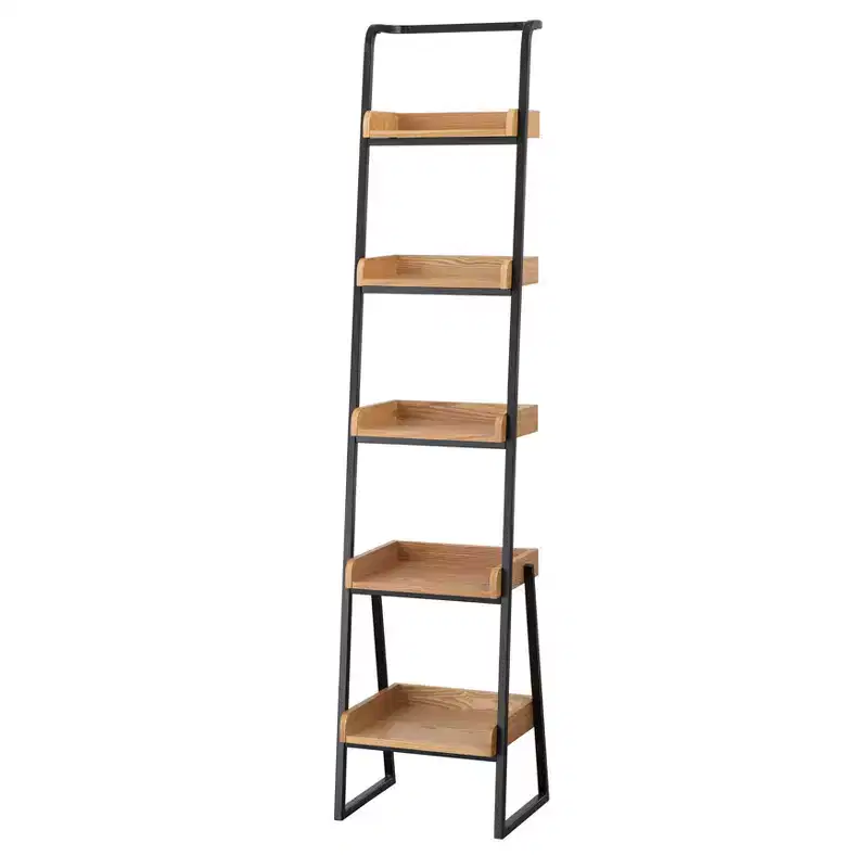 Lifestorey 73" Estanier 5 Tier Ladder Shelf Natural/Black
