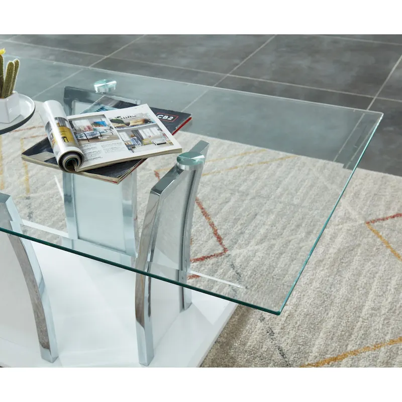 Modern 47-inch Glass Top 1-Shelf Coffee Table