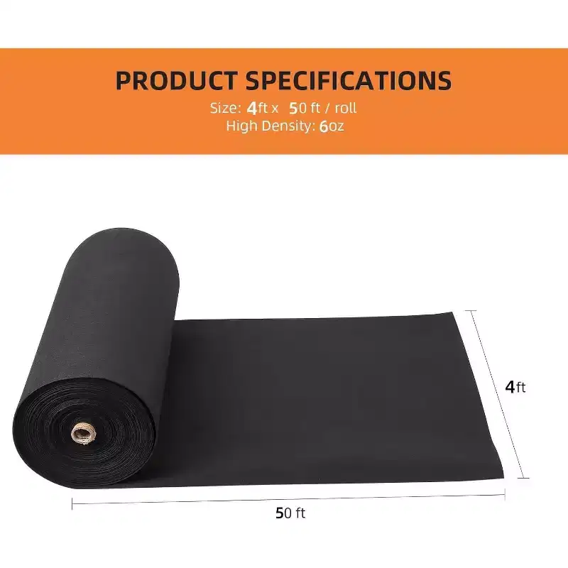 Geotextile Landscape, 4ft x 50ft & 6oz Geotextile Fabric, PP Drainage 350N Tensile Strength & 440N Load Capacity, for Driveway & Road Stabilizationr