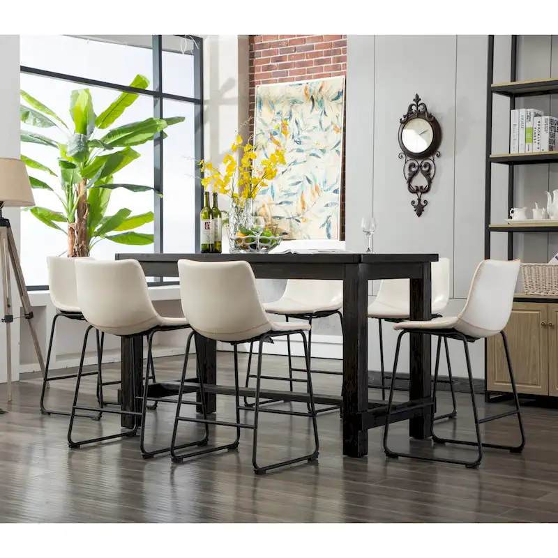 Lotusville 7-pc. Counter-height Black Wood Dining Set