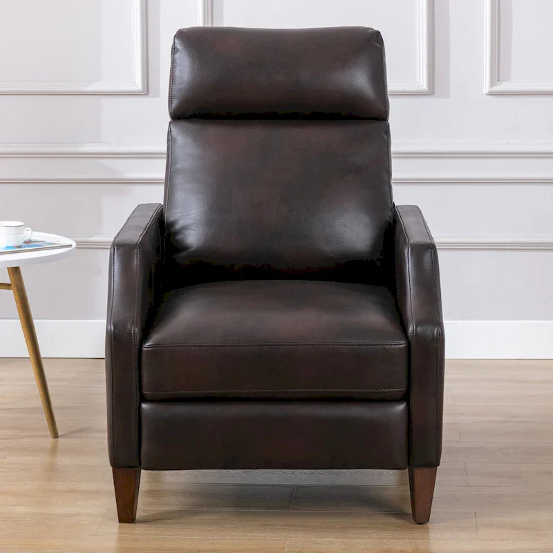 Faux Leather Push Back Recliner - Mid-Century Style - Single Seat