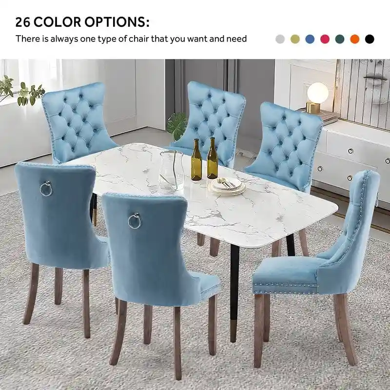 Solid Wood Velvet Upholstered Dining Chair Set of 4