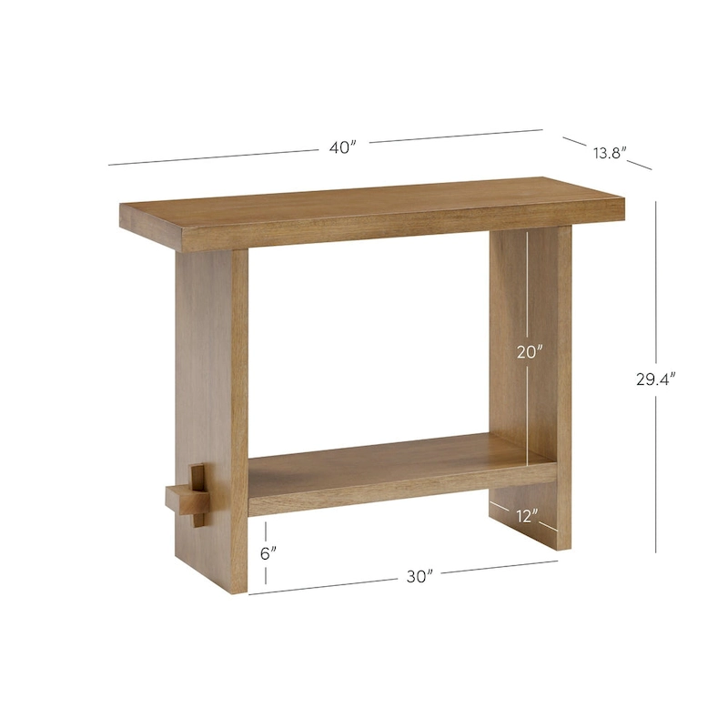 Nathan James Virgo Farmhouse 2-Tier Console Table in Wire-Brushed Wood Finish