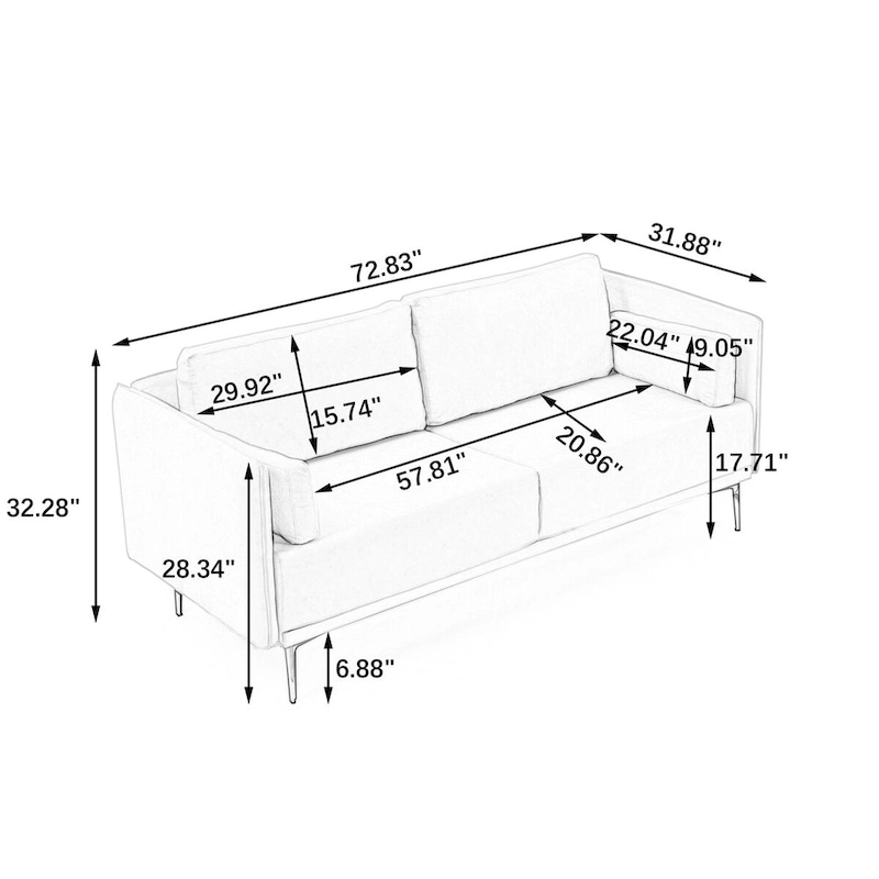 Modern Sofa 3-Seat Couch