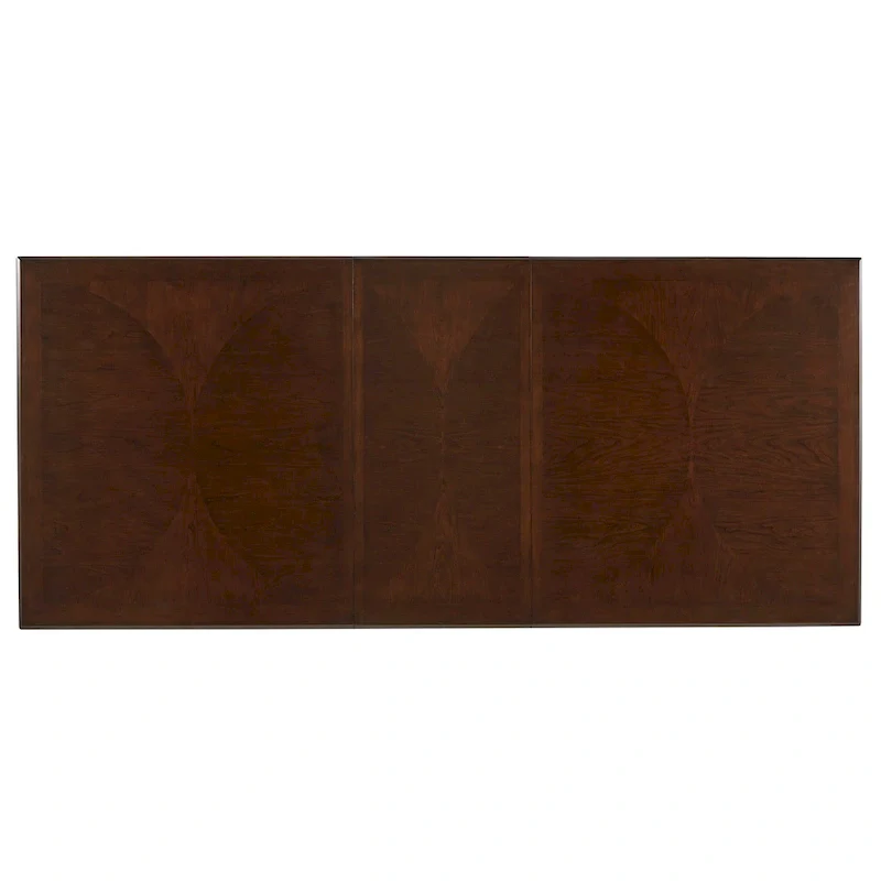 Dark Cherry Wood Extendable Rectangular Dining Table with Beige Wingback Chairs