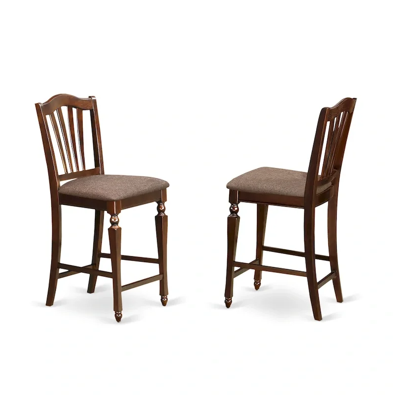 Mahogany Square Dining Table Set with Butterfly Leaf, Slatted Back Chairs – Seats 6