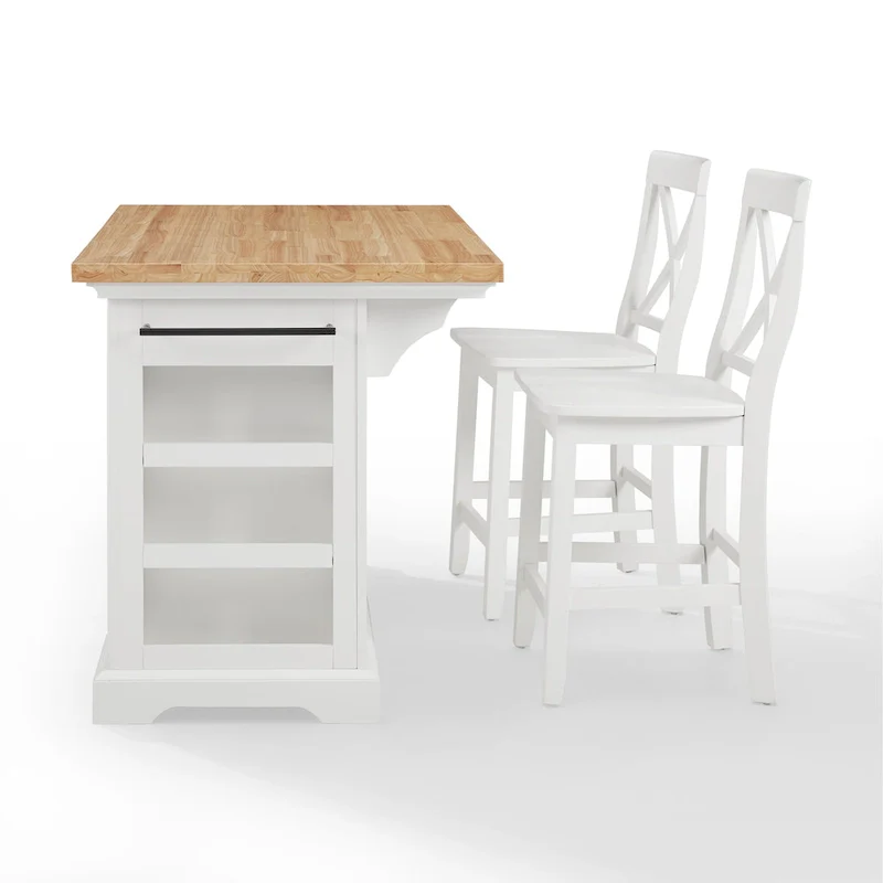 Crosley Julia Wood Top Island With X-Back Stools - 50 W x60 D x41 H