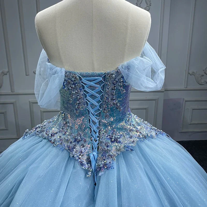 Quinceanera Dress Princess Short Sleeve Ball Gown Sequins Party Dresses