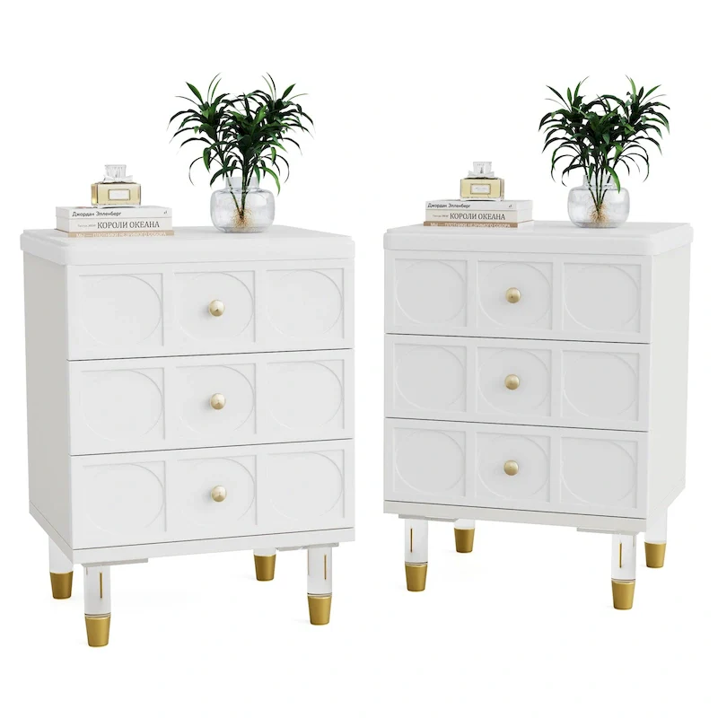 3-Drawer Nightstand with Two-Tone Finish