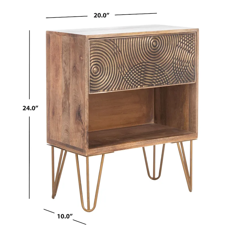 Textured 1-Drawer Nightstand with Hairpin Legs