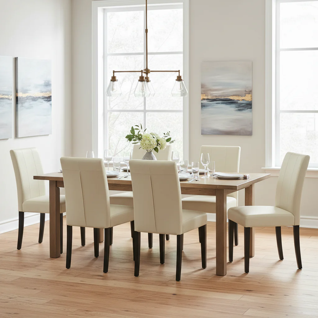 (Set of 2)Faux Leather Upholstered Dining Chair
