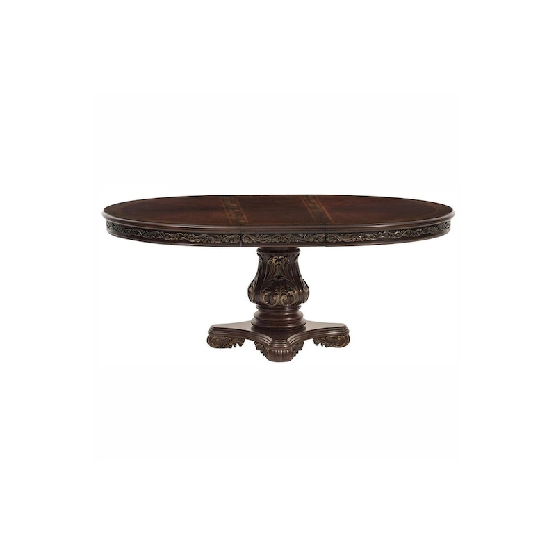 Shelby Cherry Traditional Fabric Oval Double Pedestal Dining Room Set