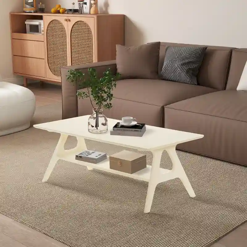 Mid-Century Modern Wood 3-Piece Coffee Table Set