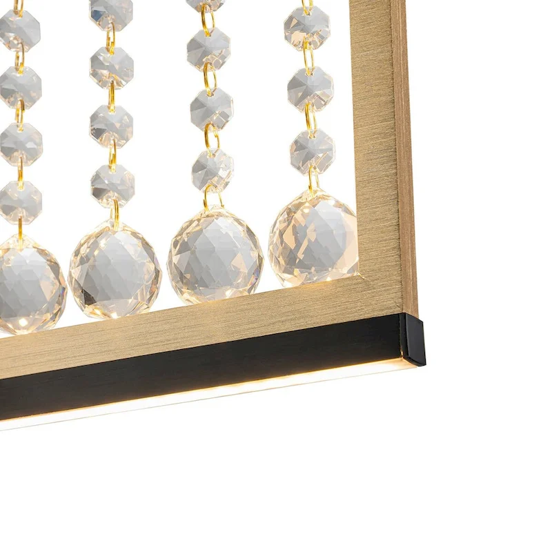 39.8 in.4-Light Modern Farmhouse Linear LED Crystal Chandelier Kitchen Island Pendant Lighting - 39.8 in.