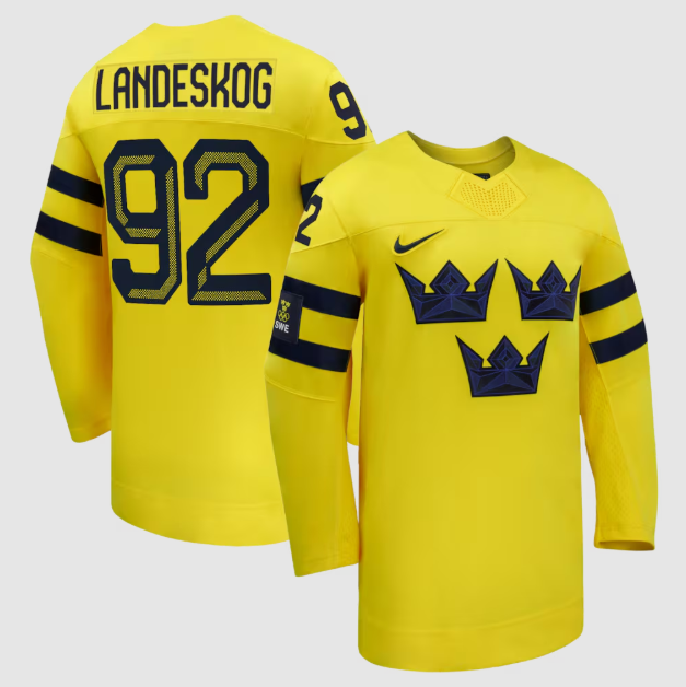 Sweden Hockey Gabriel Landeskog Yellow 2026 Away Jersey