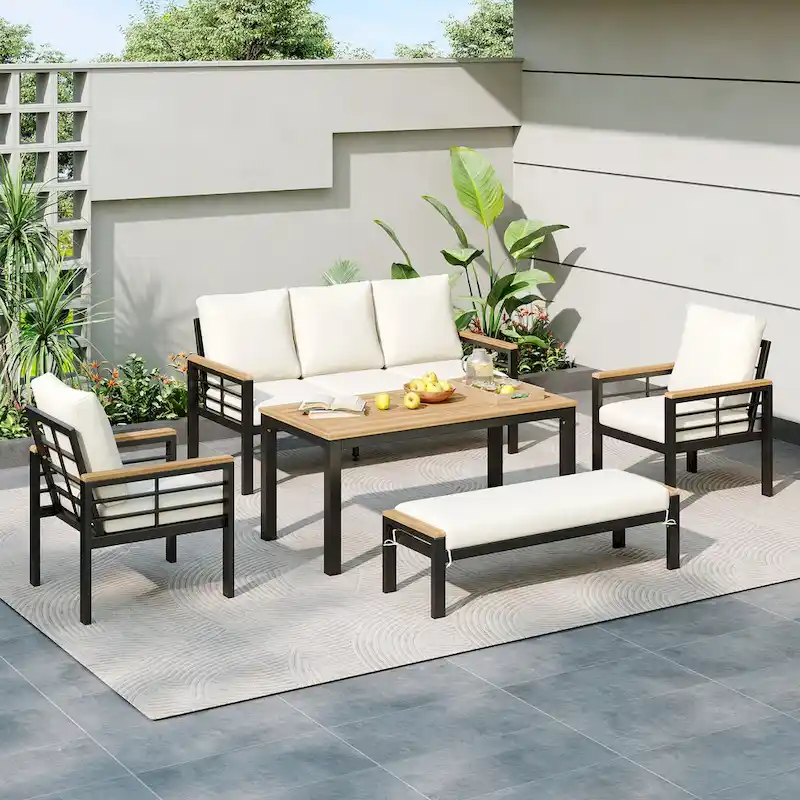 5 Pieces Outdoor Conversation Sets with Cushions