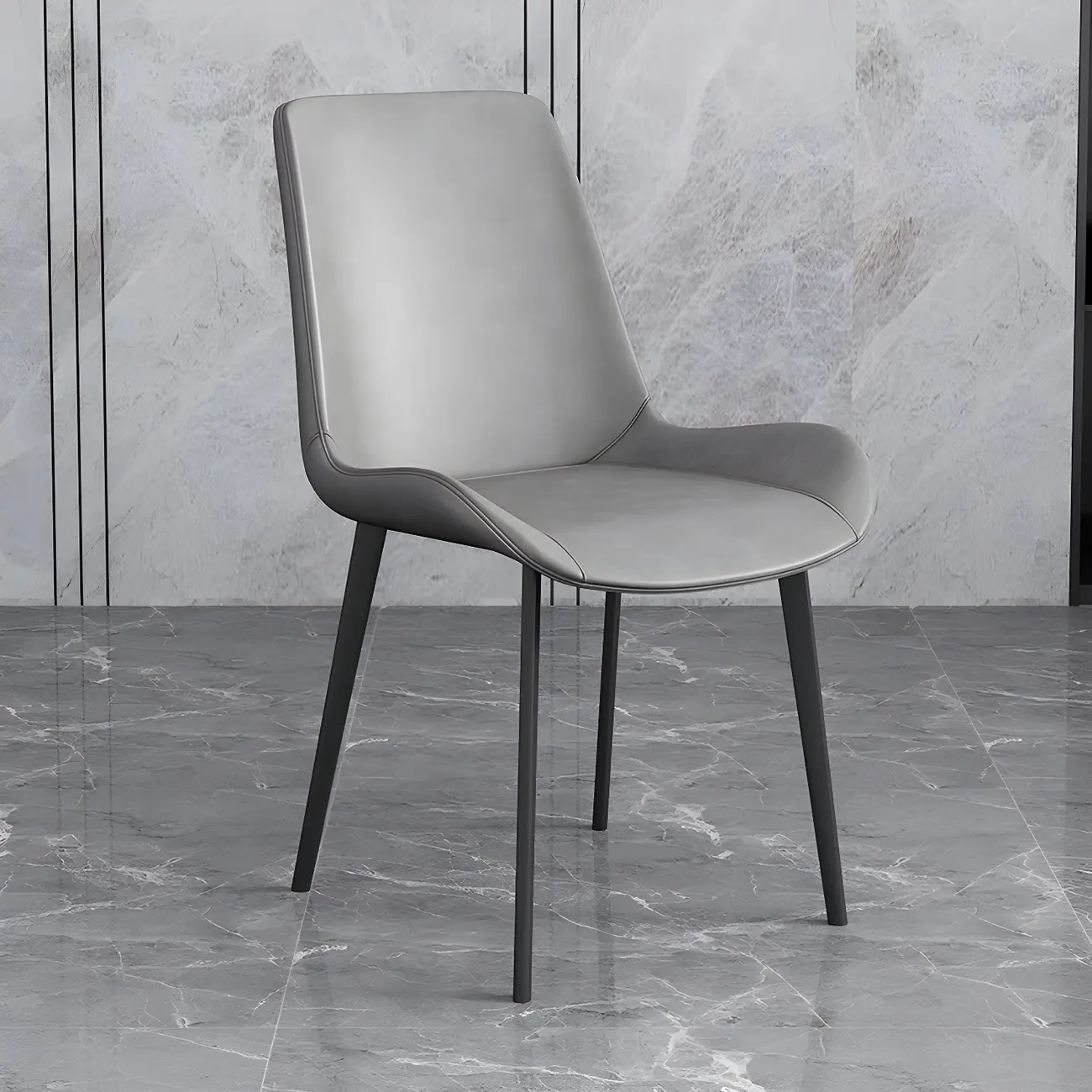 Sloped Armless Leather Upholstered Parsons Dining Chair