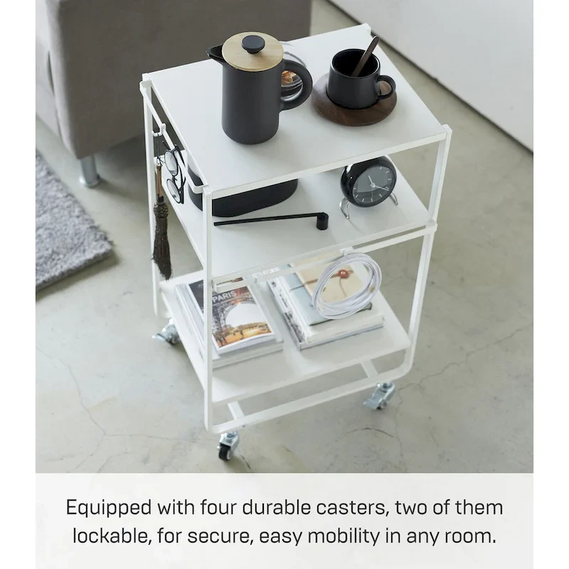 Yamazaki Home Rolling Utility Cart, Steel, Wheels - L 19.29 x W 14.96 x H 32.09 inches