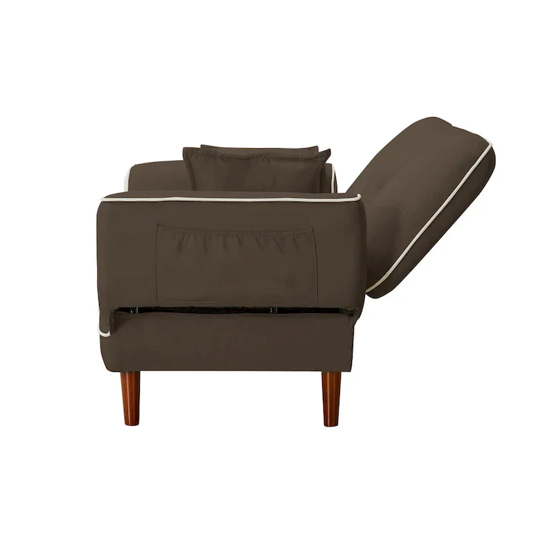 Multifunctional Sofa Bed Sleeper with 2 Pillows Beige Fabric