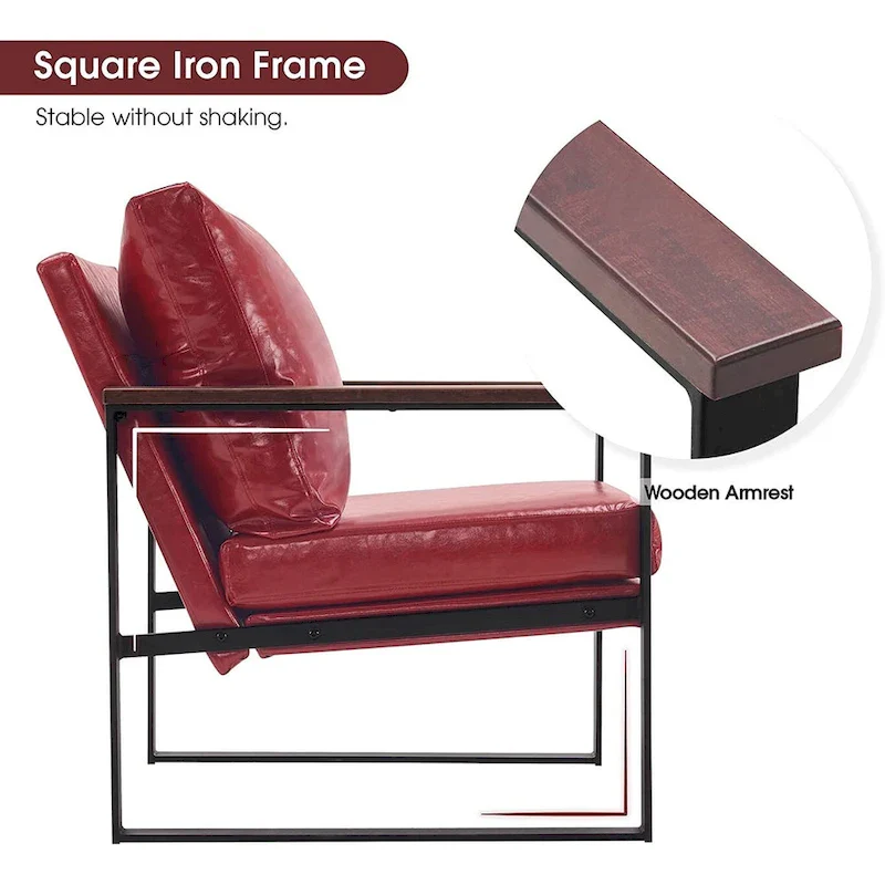 MCombo Modern Accent Chair with Upholstered Cushion, Faux Leather HQ304