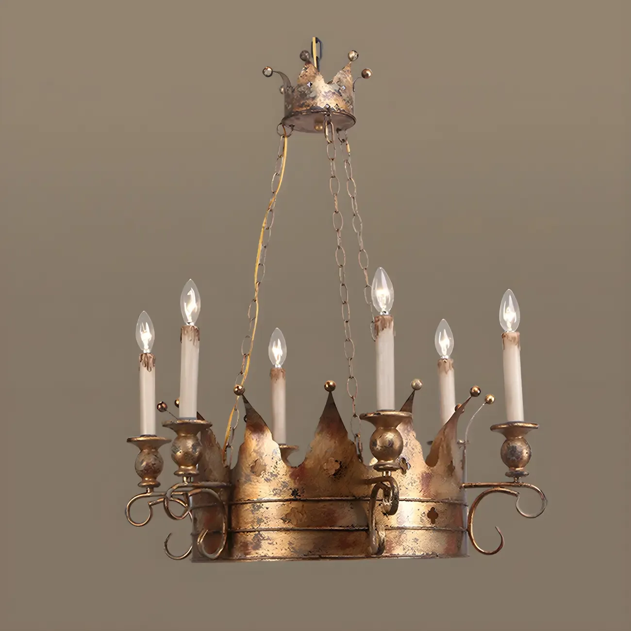 Gold Crown Iron Structure Royal Style Chandelier