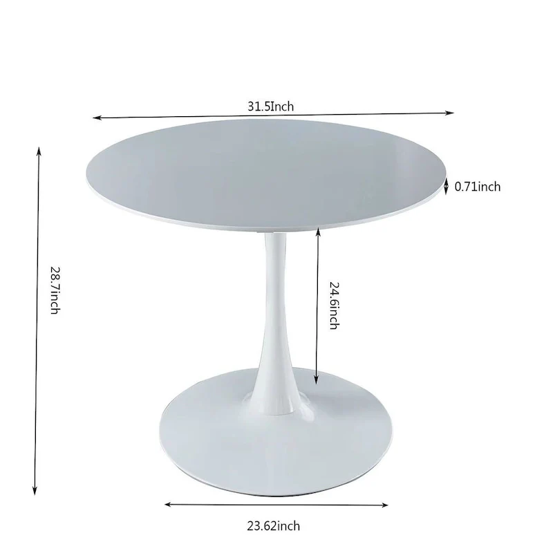 Round Dining Table with 4 Teddy Plush Fabric Chairs