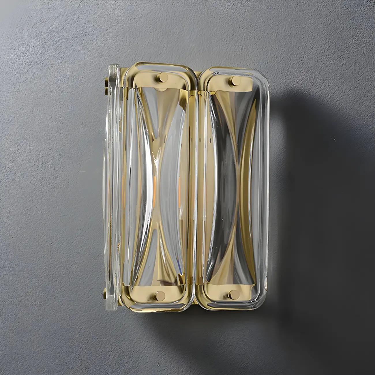 Modern Gold Metal Clear Glass Geometry Wall Sconce