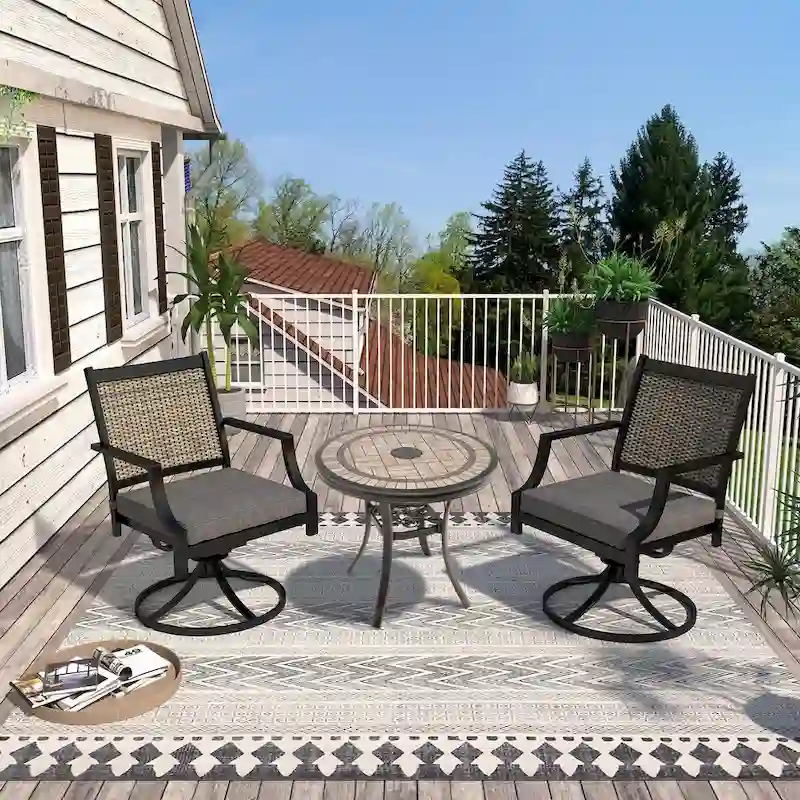 Outdoor Patio Grey Aluminum Swivel Dining Chairs (Set of 2)