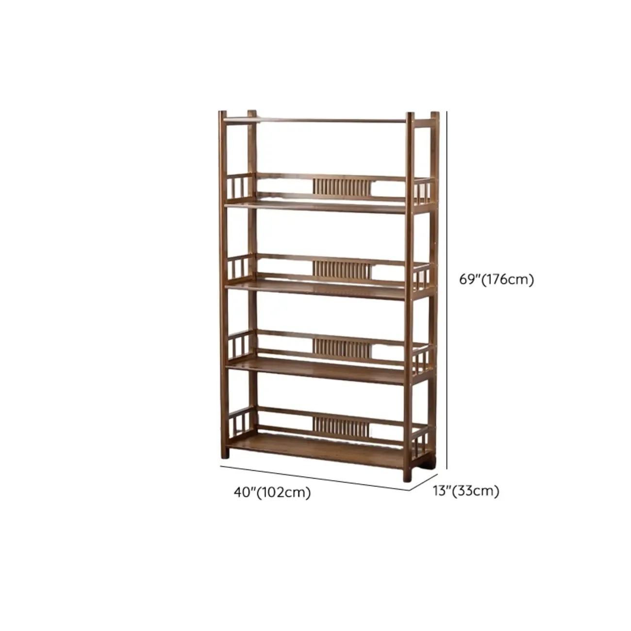Vertical Modern 4-Tier Open Back Brown Wood Bookcase