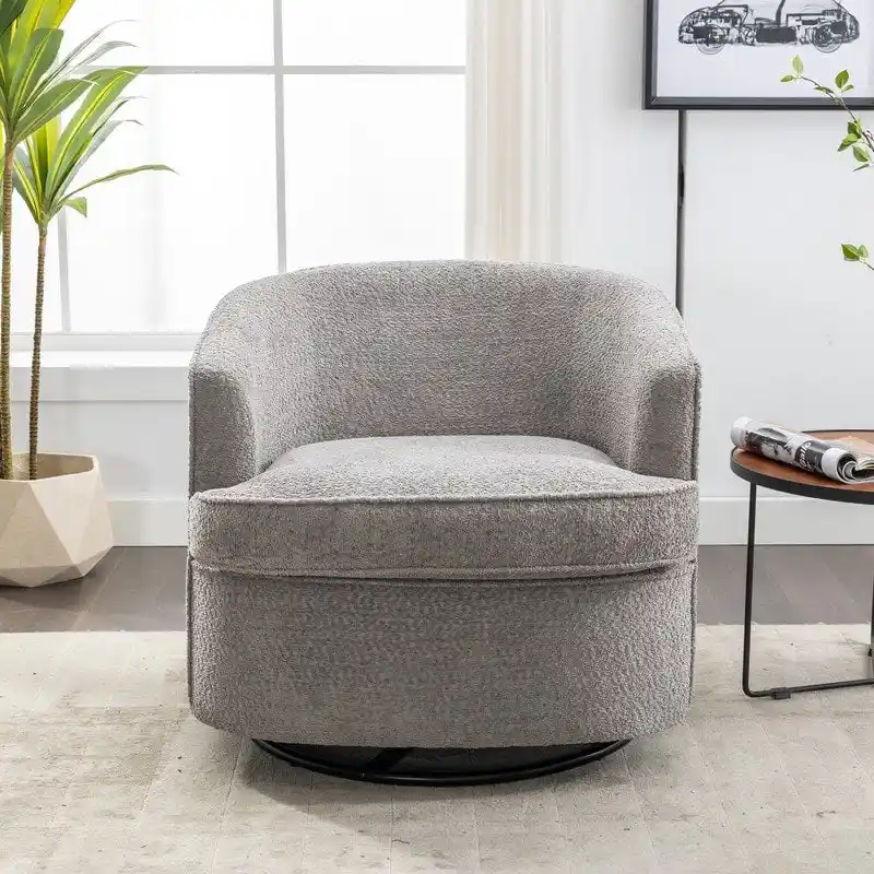 Upholstered Swivel Barrel Armchair - Single Seat