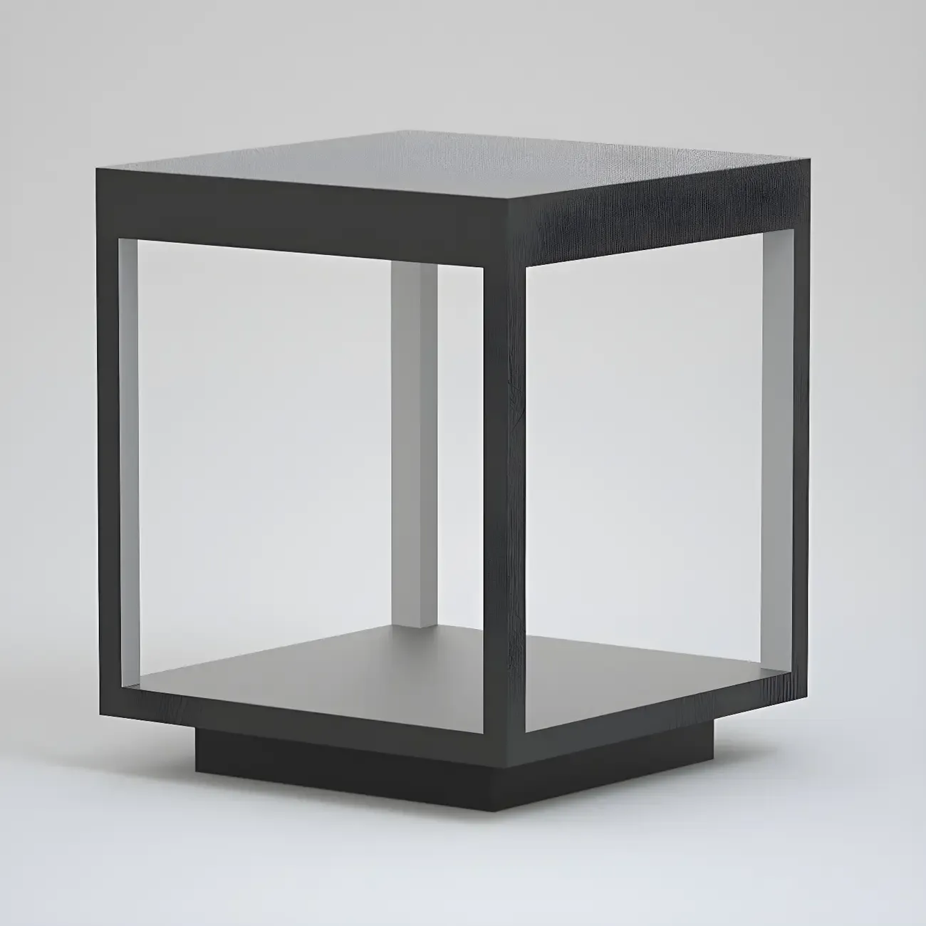 Black Metal Open Cube Ambient Post Cap Light