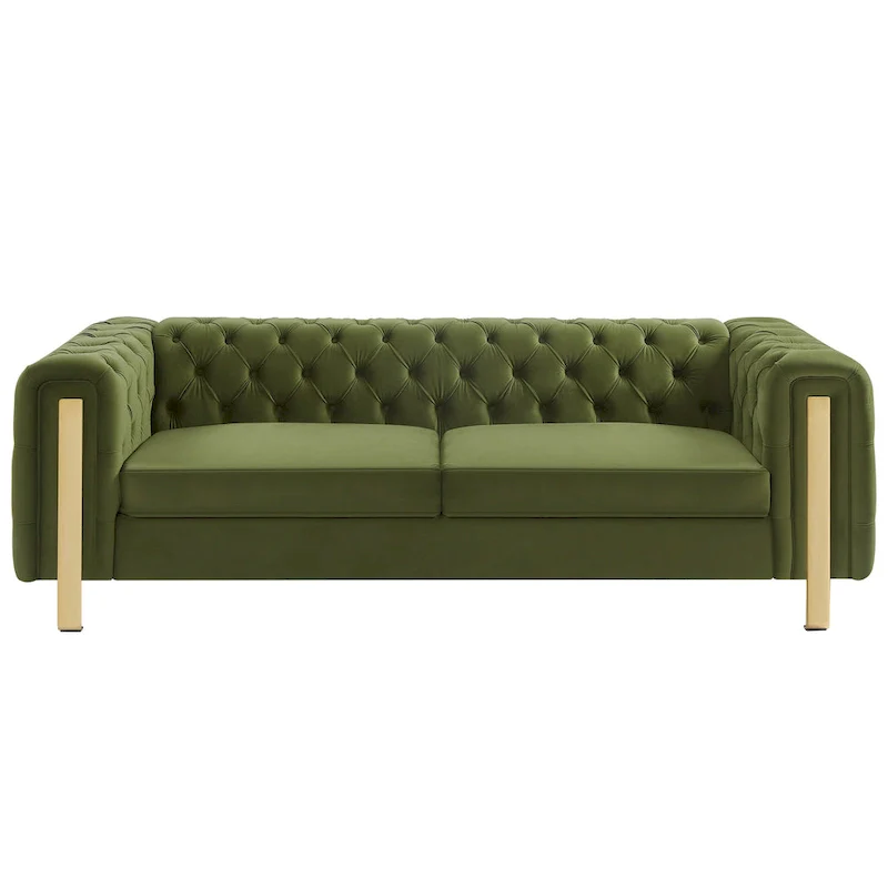 Keyser Modern Glam Tufted Velvet 3 Seater Sofa by Christopher Knight Home - 83.75 L x 34.50 W x 27.25 H