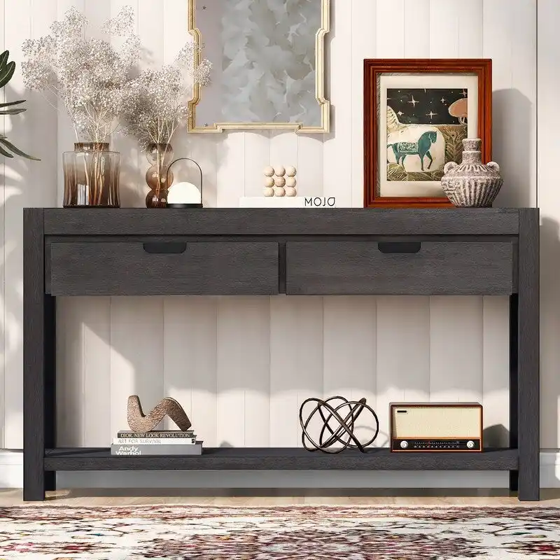 55.1 W Console Table with 2 Drawers and 1 Shelf - N/A