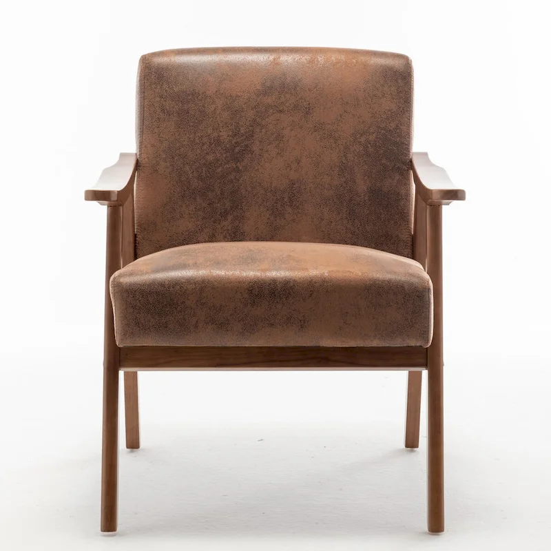 Extra-Thick Backrest Accent Chair with Solid Wood Frame