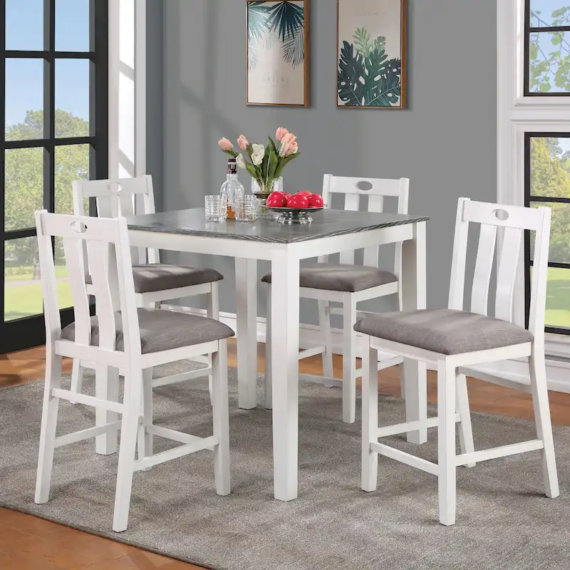 Transitional style white wooden five-piece bar table and chair