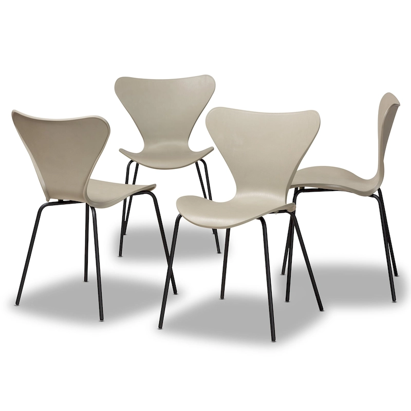 Jaden Modern and Contemporary 4-Piece Plastic/Metal Dining Chair Set
