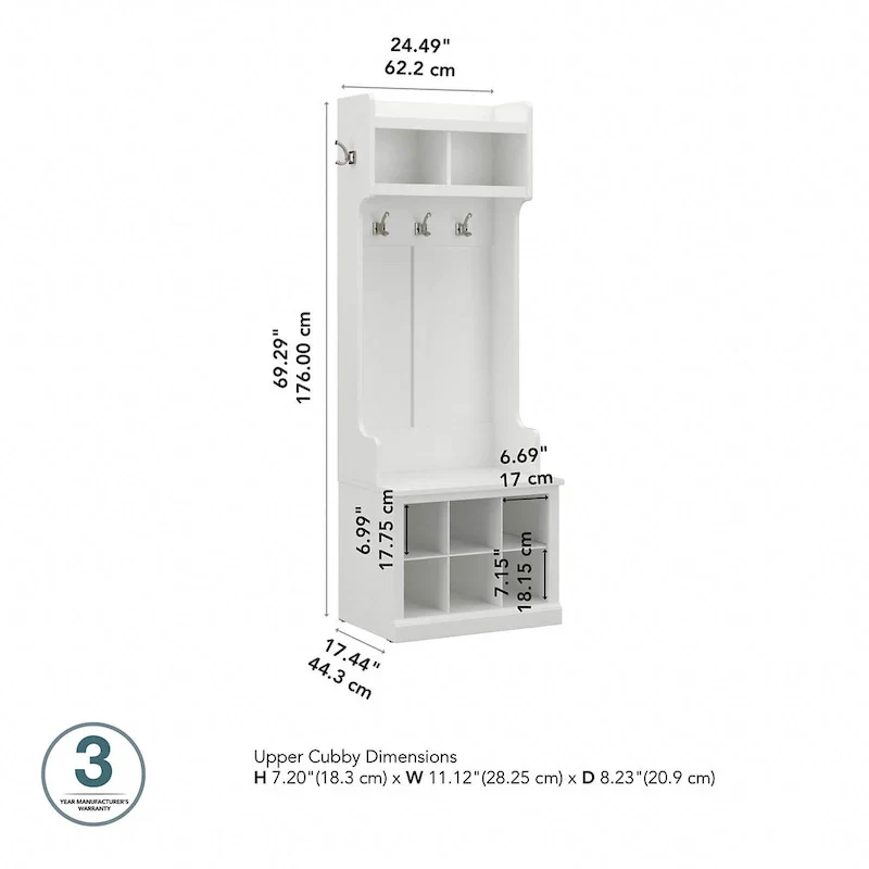 Woodland Hall Tree and Small Shoe Bench with Shelves by Bush Furniture