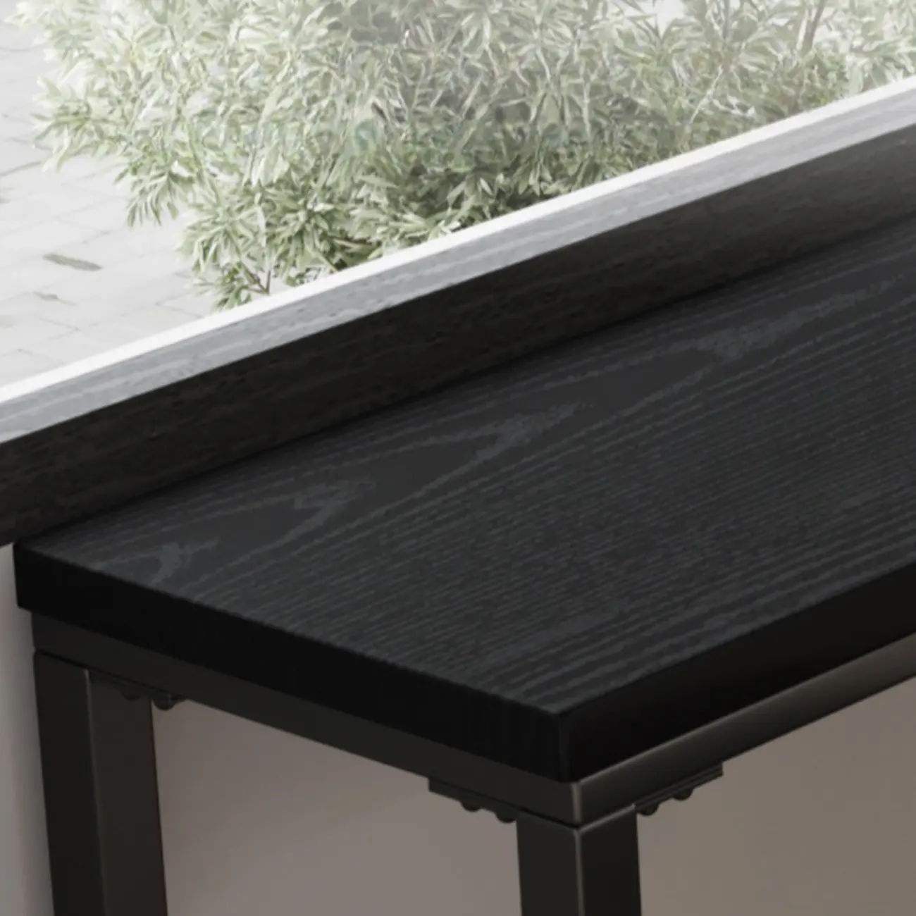 Modern Black Pine Wood Metal Bar Tables with Footrest