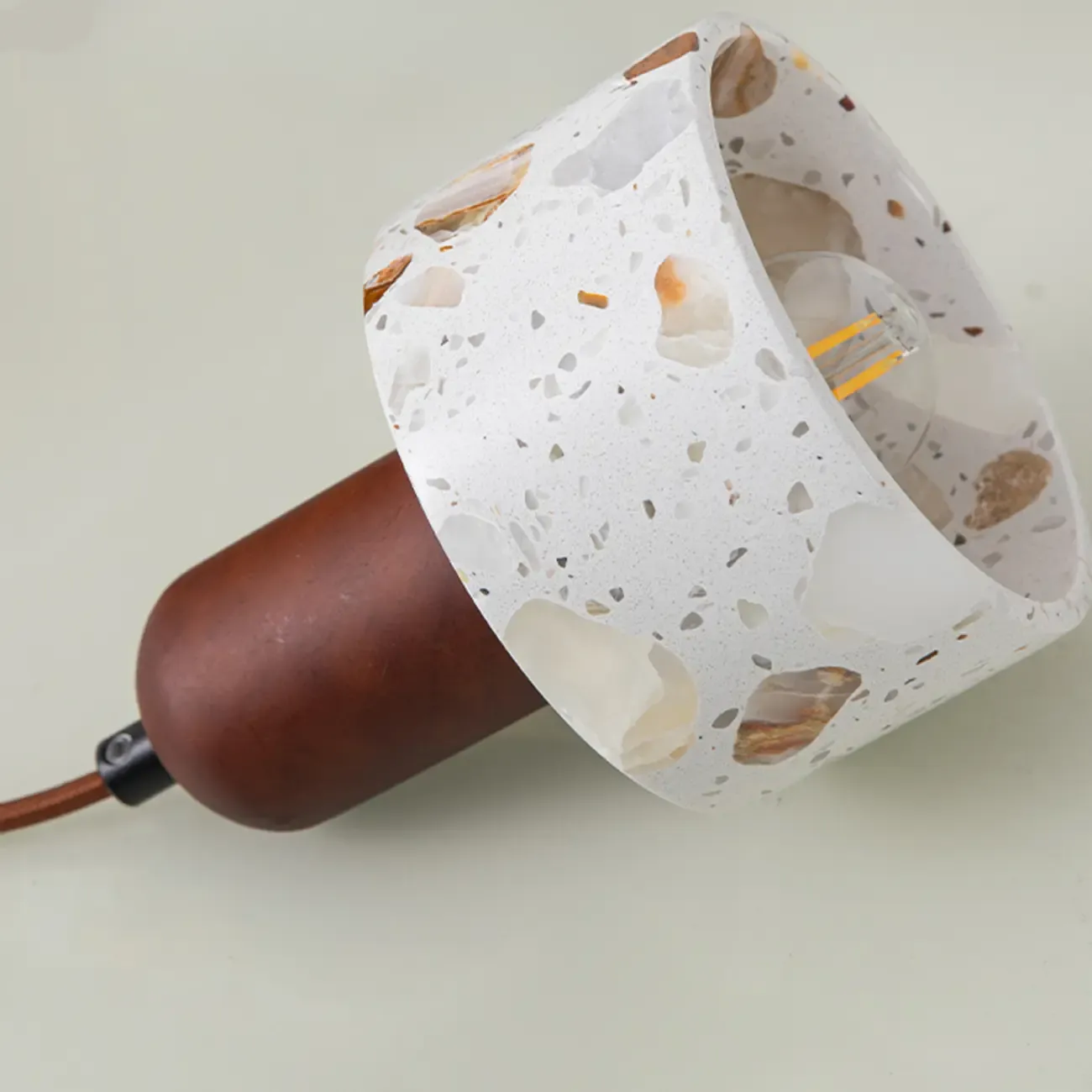 Modern Terrazzo Cylinder Brass Pendant Light