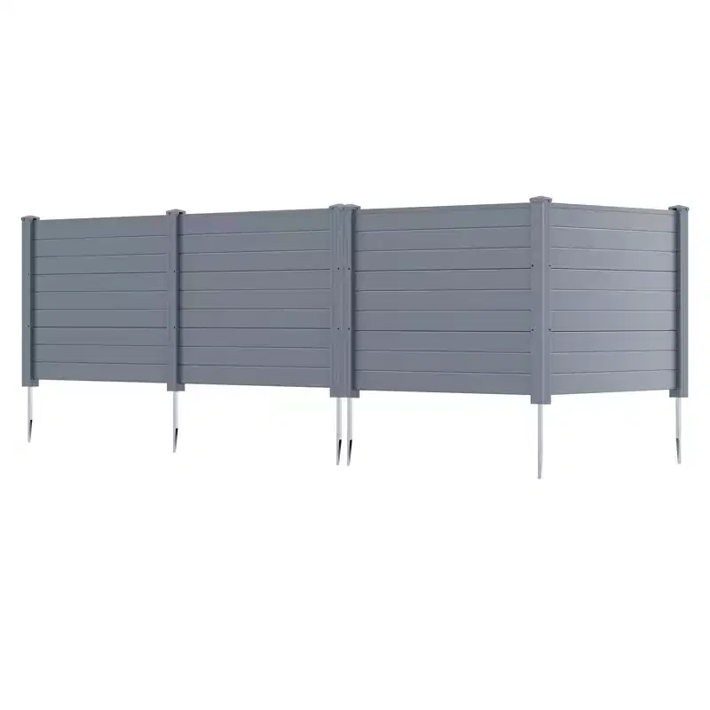 Costway 48'' x 38'' Air Conditioner Fence 4 Panels w/Metal Ground Stakes No Dig Trash Can
