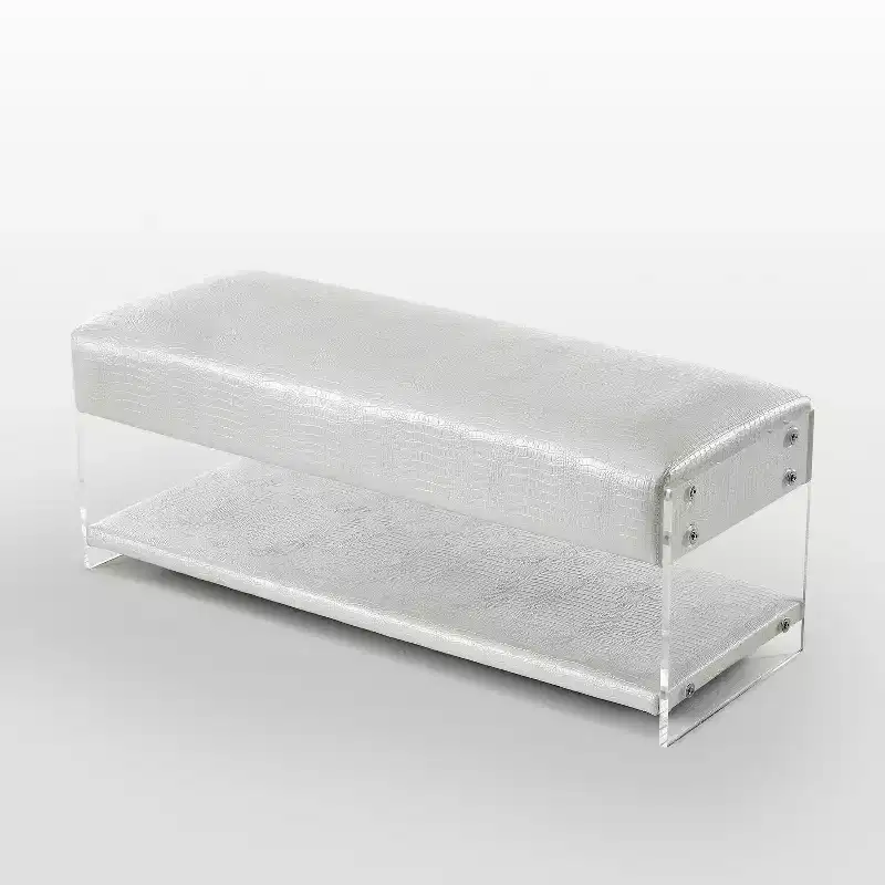 Inspired Home Galileo PU Leather Acrylic Shelf Bench