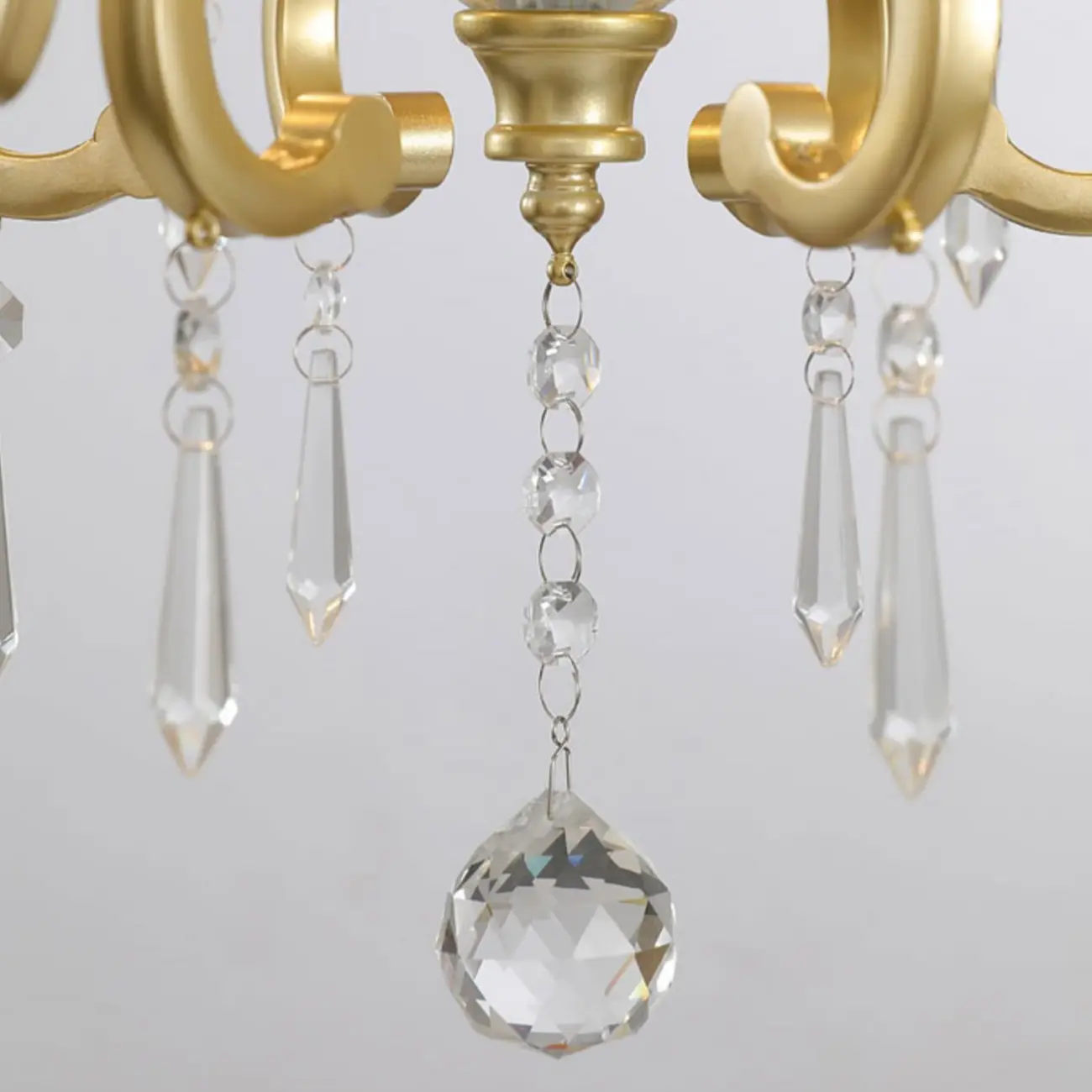 French Gold Crystal Candelabra Chandelier