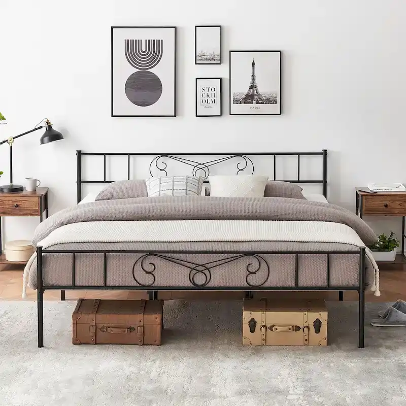 Bed Frame Platform with Headboard and Footboard